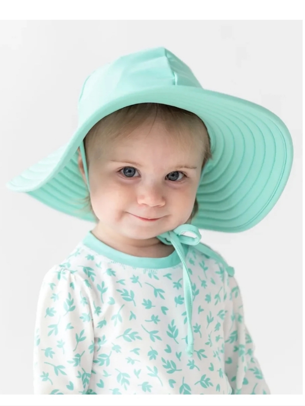 Ruffle Butts Sun Swim Hat Infant Toddler Aqua Beach Vacation Summer Travel - Picture 2 of 7